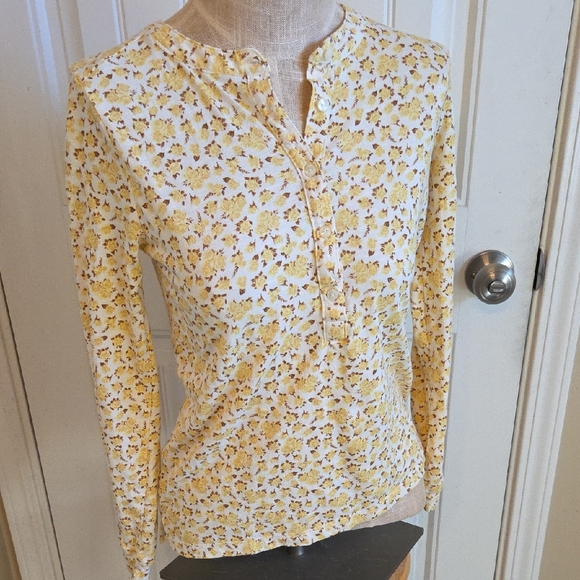 Style & Co. Tops - Yellow Flower Print Long Sleeve Top